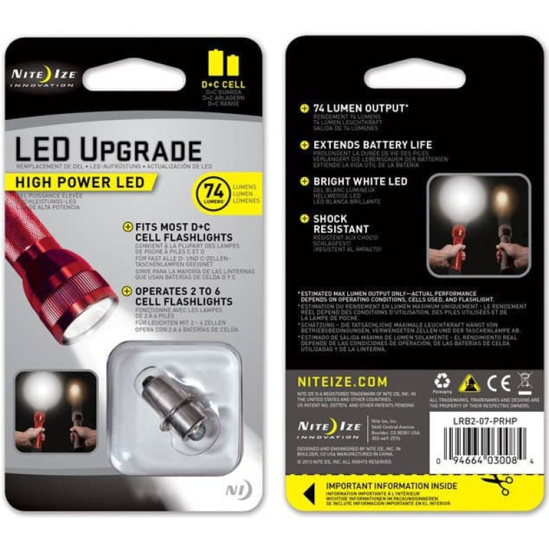 Nite Ize - Lieljaudas LED jauninājums 2&nbsp;1&nbsp;W&nbsp;&mdash; C/D &scaron;ūna&nbsp;&mdash; LRB2-07-PRHP