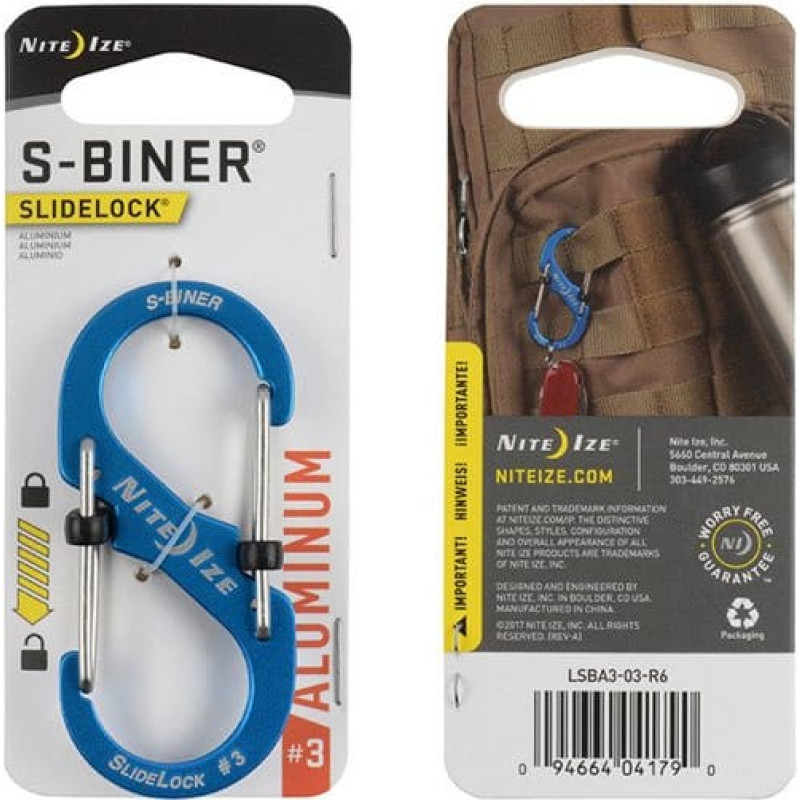 Nite Ize - S-Biner&reg; SlideLock&reg; Aluminum #3 - Zils - LSBA3-03-R6
