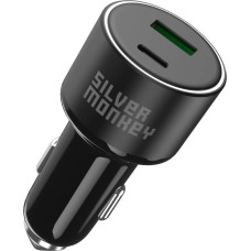 Silver Monkey SMA014 100W car charger 1xUSB-C PD 1xUSB-A QC 3.0 - black