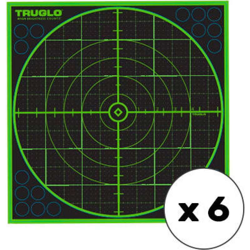 Truglo - Pašlīmējošie šaušanas mērķi TruSee - 100 jardi - 305 x 305 mm - Fluorescējošs zaļš - 6 gab - TG-TG10A6