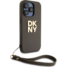 Dkny PU Leather Stack Logo Wrist Strap Case for iPhone 14 Pro Green