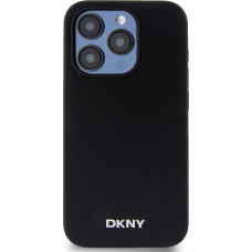 Dkny PU Leather Silver Metal Logo Magsafe Case for iPhone 15 Pro Black