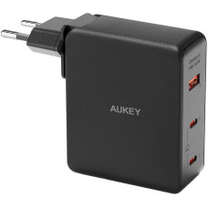 Wall charger Aukey PA-B7O, 1xUSB-A, 2xUSB-C, 140W GaN (black)