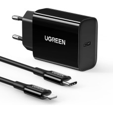 Ugreen USB travel wall charger Type C 20W Power Delivery + USB Cable Type C black (50799)