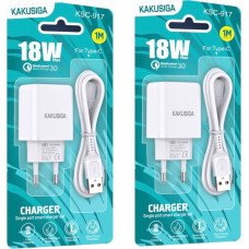 Kaku SIGA KSC-917 lādētājs | 18W | 3A + USB-C kabelis 1m balts