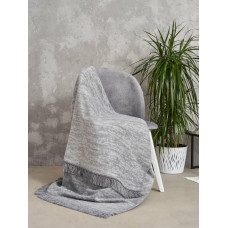 Unia - Cotton Cloud Akrila kokvilnas sega 150x200 2145/1 Silts betona pelēks gultas pārklājs pleds ar bārkstīm SG