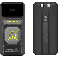 Awei PowerBank z wbudowanym kablem        Lightning|USB-C P77K 10000mAh czarny|black 22.5W
