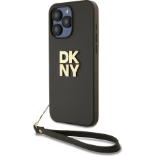 Dkny PU Leather Stack Logo Wrist Strap Case for iPhone 15 Pro Max Brown (Damaged Package)