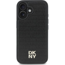 Dkny PU Leather Repeat Pattern Stack Logo MagSafe Case for iPhone 16 Plus Black