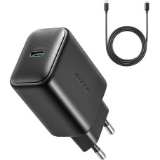 Joyroom JR-TCF23 network charger USB-C 25W SFC | PPS | PD - black + USB-C | USB-C cable 1m