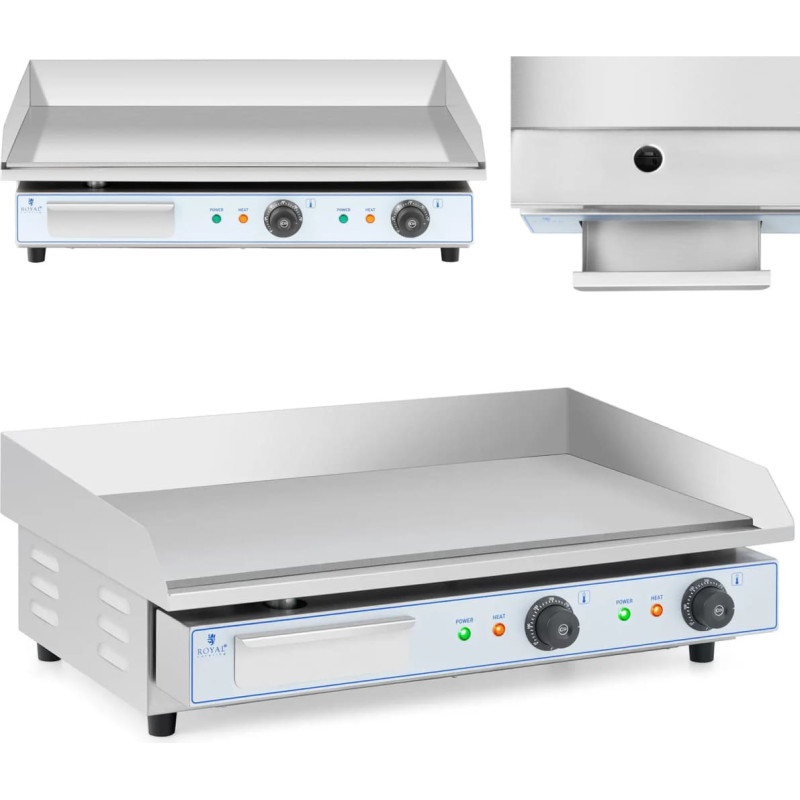 Royal Catering Grila elektriskā grila plāksne, dubultā gluda, 730 x 400 mm, 2 x 2200 W