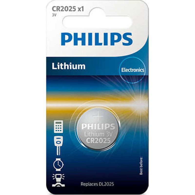 Battery PHILIPS CR2025 Lithium 1pc Blister