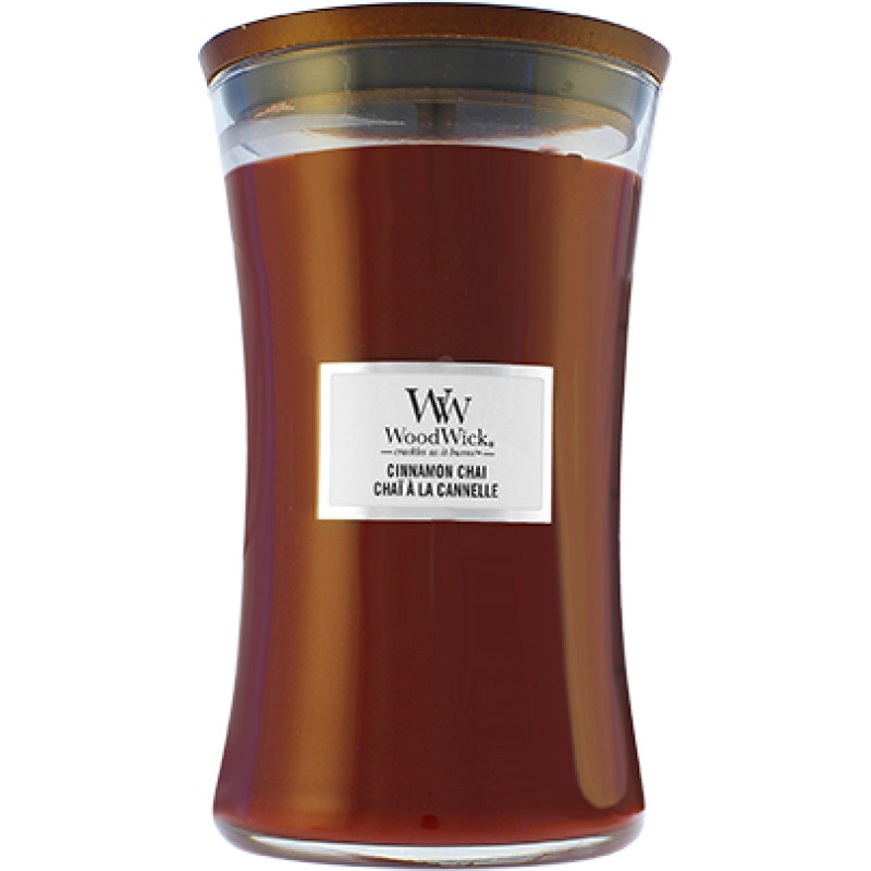 Woodwick Cinnamon Chai aromātiskā svece ar koka daktu 609,5 g