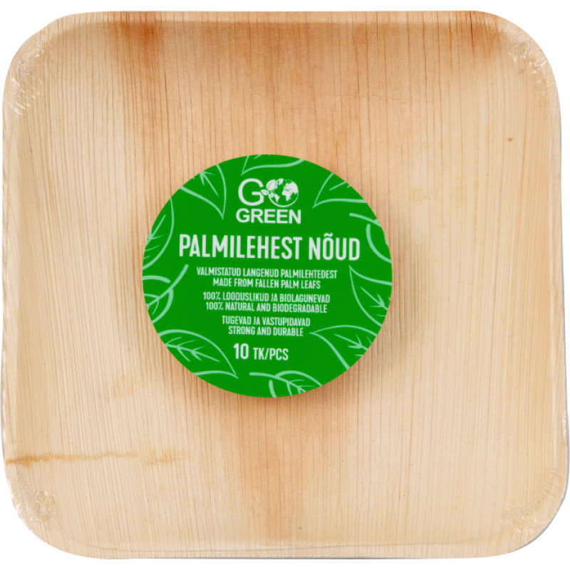 Gogreen Palmu lapu šķīvji Go Green 15x15cm 10 gab.| 0,22kg