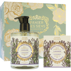 Panier Des Sens Relaxing Lavender gift set liquid soap 500 ml + scented candle 180 g