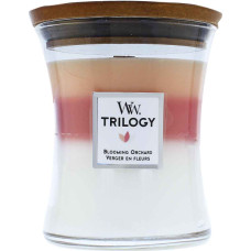 Woodwick Trilogy Blooming Orchard scented candle with wooden wick 275 g