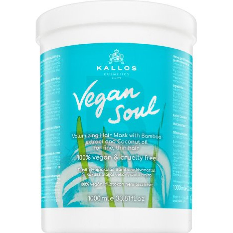 Kallos Vegan Soul Volumizing Hair Mask stiprinoša maska matu apjomam 1000 ml