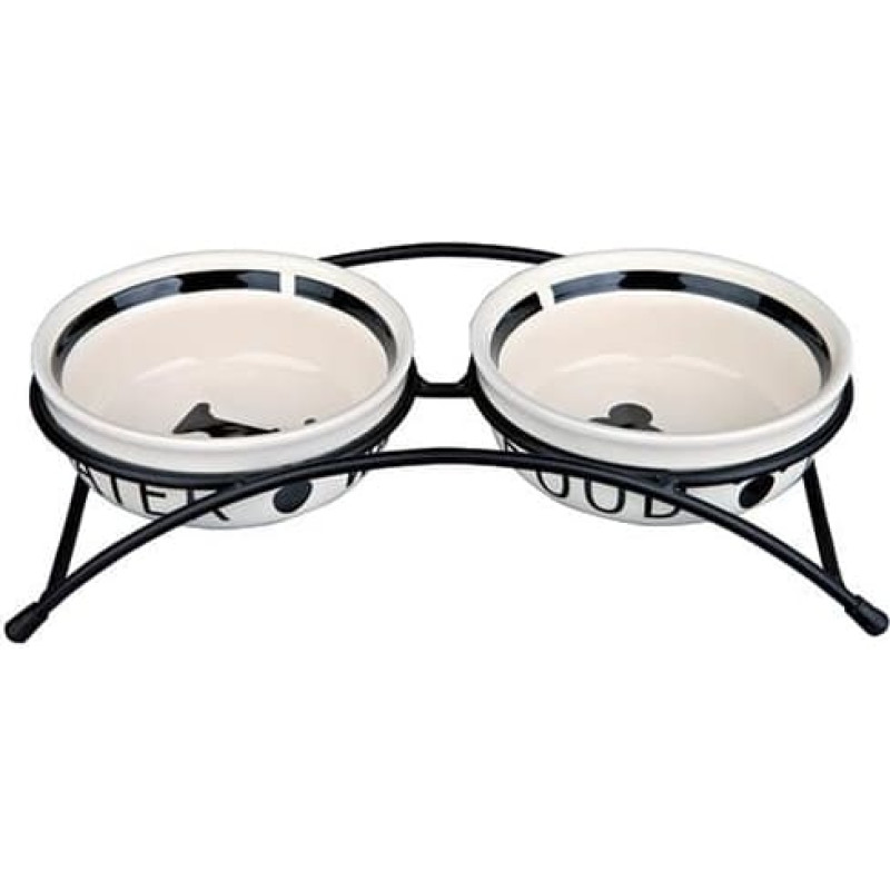 Trixie Paliknis ar bļodām : Trixie Eat on Feet bowl set, 2 × 0.25 l|, ø 13 cm, white|black