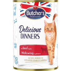Butchers Konservēta barība kaķiem - Butchers CAT Delicious Dinners with beef chunks in Jelly 400g