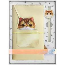 Nimmy Zestaw 2w1 notatnik + długopis      khaki Big Eyed Pet 2.0 Cat