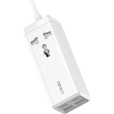 Power strip with 1 AC socket, 2x USB, 2x USB-C LDNIO SC1418, EU|US, 2500W (white)