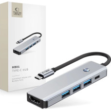 Tech-Protect HB01 HUB Adapter 5in1 USB-C + USB3.0 + HDMI 4K 60Hz + PD100W - gray