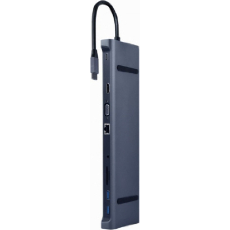 Dokstacija Gembird USB Type-C 10-in-1 Space Grey