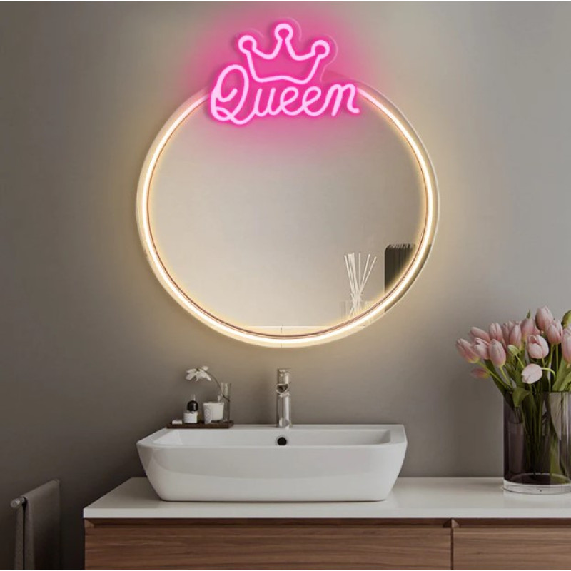 Neon MIRROR LED QUEEN warm white pink FMNE04 Forever Light