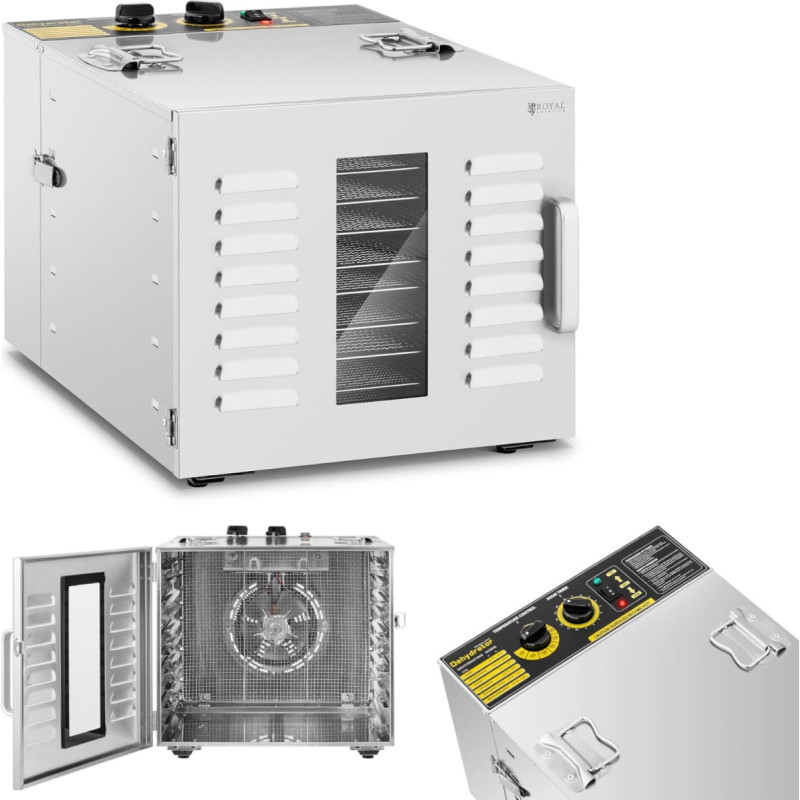 Royal Catering Rūpnieciskais pārtikas žāvētājs gar&scaron;augiem, augļiem, sēnēm, 10 plaukti, 1000 W