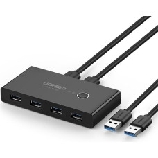 Ugreen Slēdžu kārba HUB switch 4x USB 3.2 Gen 1 USB sadalītājs diviem datoriem - melns