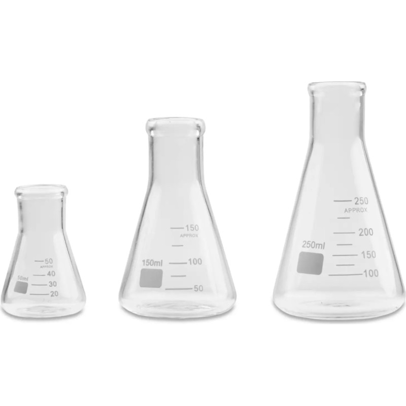 Steinberg Systems Laboratorijas Erlenmeijera kolbas koniskas 50/150/250 ml - komplektā 3 gab.