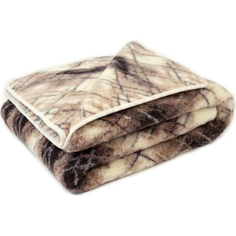 Merino vilnas sega 200X200 Serpe bēšs brūns rūtains Rehabilitācijas un sasilšanas līdzekļi