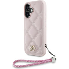 Case Karl Lagerfeld Quilted Initial Logo & Chain Strap for iPhone 16 pink