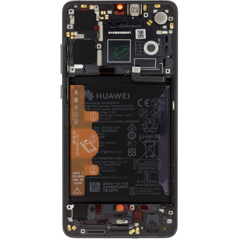 LCD Display + Touch Unit + Front Cover (Without Fingerprint) Huawei P30 Black (Service Pack)