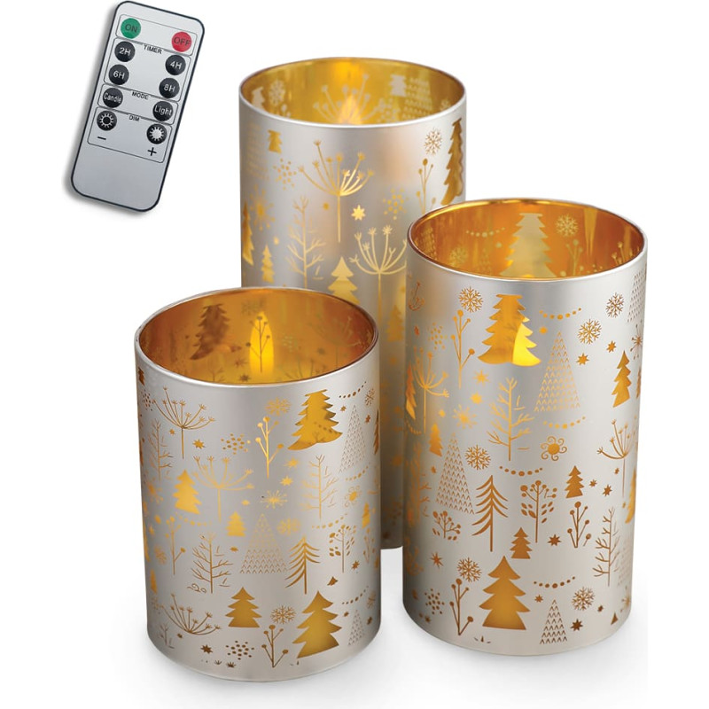 Moon In The Room Decorational LED Candle set 3 pcs. christmas silver-gold + remote
