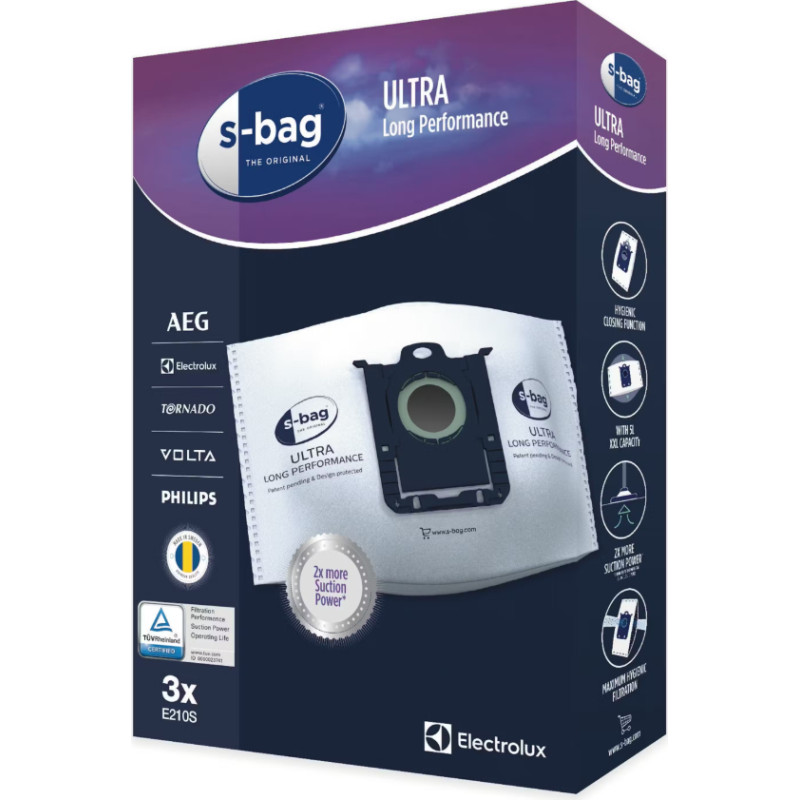 Electrolux Ultra Long Performance Vacuum Cleaner Bags E210S s-bag Number of bags 3  White 7319599031474