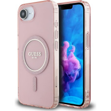 Case Guess IML Glitter Circle MagSafe for iPhone 16e pink