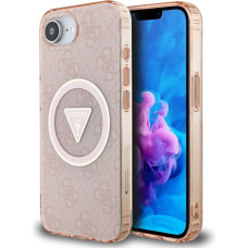 Case Guess IML Metal Glitter 4G Circle   Triangle MagSafe for iPhone 16e pink