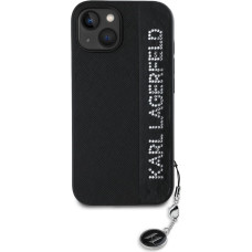 Karl Lagerfeld PU Saffiano Rhinestone Charm Case for iPhone 14 Black
