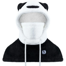 Qunature Silta ziemas balaklava no kažokādas Panda bērniem un pieaugušajiem L izmērs - melna/balta