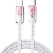 Joyroom Crystal-Clear Series 60 W USB-C — USB-C 1,2 m kabelis — balts