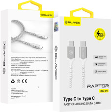 Blavec Cable Raptor braided - Type C to Type C - PD 60W 3A 3 metres (CRA-CC3WS30) white-silver