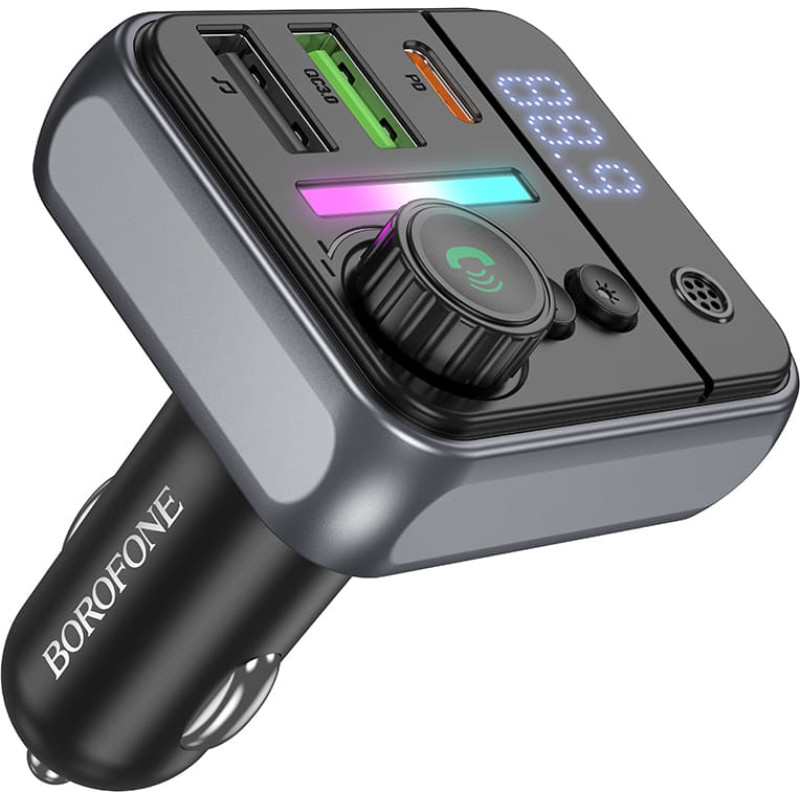 Borofone Transmitter FM BC50 Ascenso MP3, Bluetooth - 2xUSB + Type C - QC 3.0 PD 38W black
