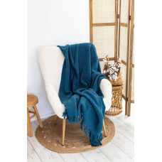 Sprādzes merino vilnas sega 140x200 navy ar bārkstīm