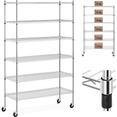 Royal Catering Ažūra stiepļu plaukts uz riteņiem 6 plaukti līdz 90 kg 120x45x189 cm