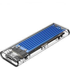 Orico TCM2-C3 M.2 NVME USB-C 10Gb/s diska korpuss — zils, caurspīdīgs