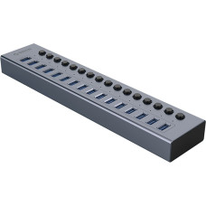 Orico BT2U3-16AB centrmezgls ar 16x USB-A slēdžiem — pelēks