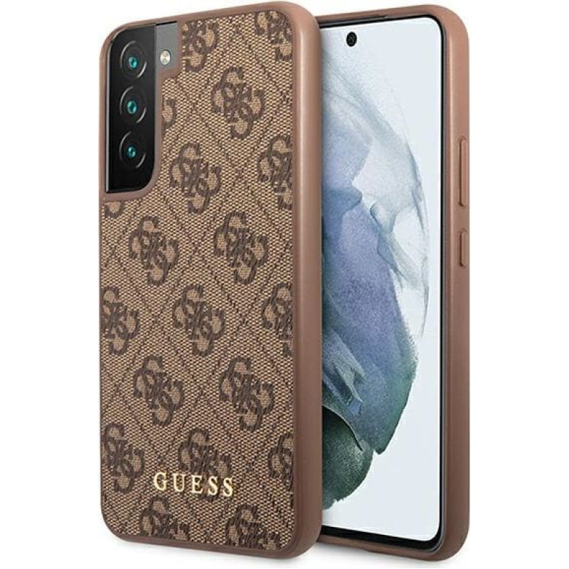 Guess GUHCS22MG4GFBR S22+ S906 brązowy|brown hard case 4G Metal Gold Logo