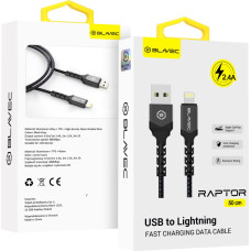 Blavec Cable Raptor braided - USB to Lightning - 2,4A 0,5 metres (CRA-UL24BG05) black-grey