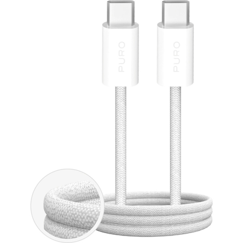 Puro Fabrik 4 100W braided USB-C - USB-C 1m cable - white